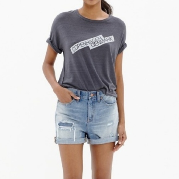Madewell Rip and Repair Denim Boyfriend Shorts 27